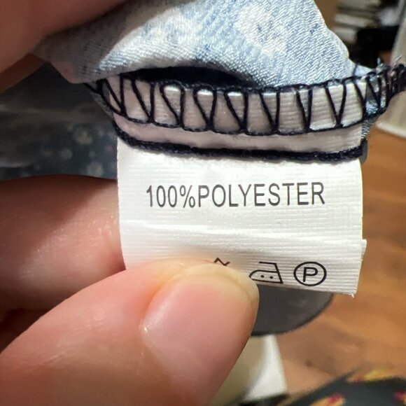 Simple Fun Tunic Top Size L Black Floral V-Neck w/Tie Flutter Sleeve - Picture 2 of 3